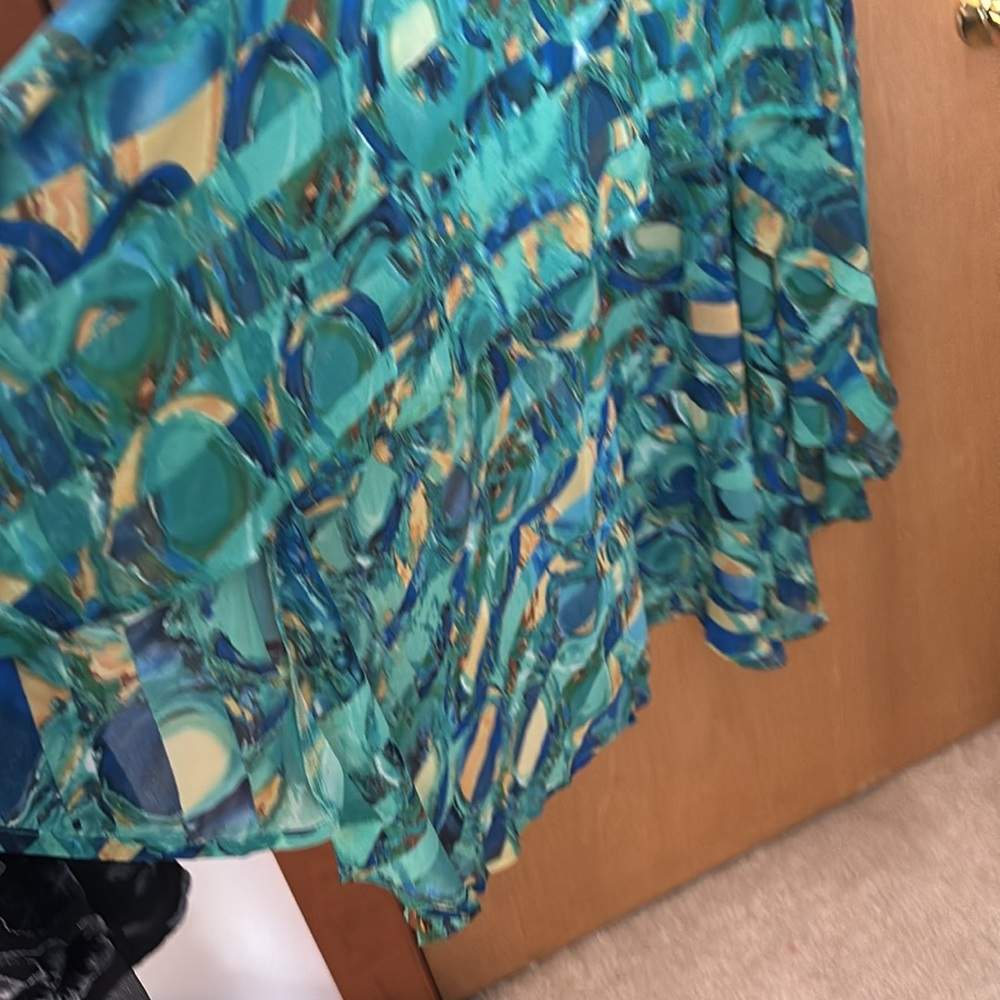 Mark. High low dress abstract sleeveless blouse ruffle sz lg - Picture 3 of 7